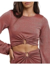 Charlie Holiday Layla Womens Metallic Keyhole Cropped In Pink