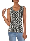Carmen Marc Valvo Womens Printed Knit Tank Top In Black