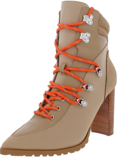 Steve Madden Karey Womens Leather Pointed Toe Ankle Boots In Orange