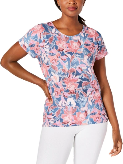 Ideology Womens Printed Floral T-shirt In Pink