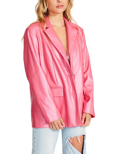 Steve Madden Womens Faux Leather Office Two-button Blazer In Pink