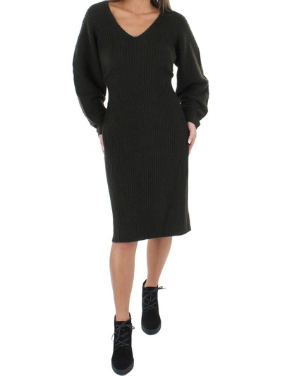 Vince Fitted Womens Wool Midi Sweaterdress In Green
