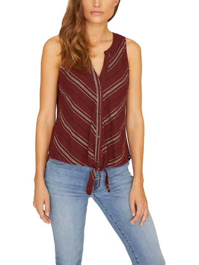 Sanctuary Womens Striped Button-down Tank Top In Red