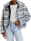 APPARIS JOSH WOMENS PLAID FAUX FUR LINED QUILTED COAT