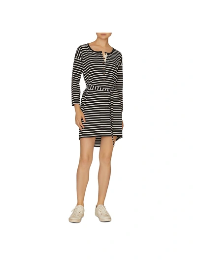 Sanctuary Sullivan Womens Striped Henley T-shirt Dress In Black