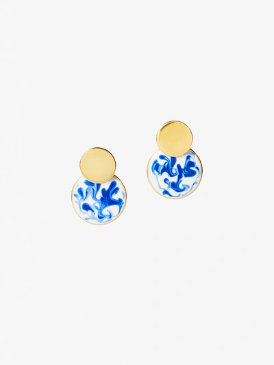 Ana Luisa Enamel Earrings In Gold/blue