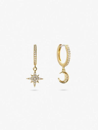 Ana Luisa Celeste Crescent Moon Huggie Hoops Earrings In Gold