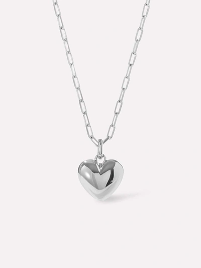 Ana Luisa Puffed Heart Lev Silver Necklace