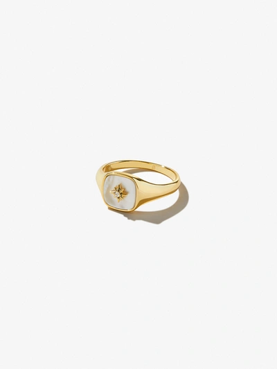 Ana Luisa Gold Signet Ring In White/gold