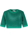 See By Chloé Green Cropped T-shirt In Lively Pine