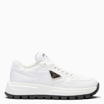 Prada White Nylon Sneakers With Triangle Logo