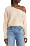 Treasure & Bond One-shoulder Thermal Knit Sweater In Beige Dune