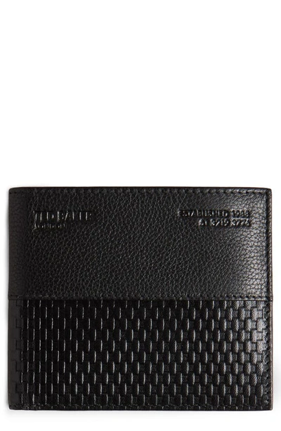 Ted Baker Romul Textured Bifold Wallet In Black