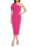Dress The Population Tiffany Asymmetrical Midi Dress In Bright Fuchsia