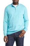 Peter Millar Crest Quarter-zip Cotton Blend Sweater In Cottage Blue