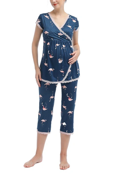 Kimi And Kai Kimi & Kai Addison Nursing/maternity Pajamas In Denim Blue