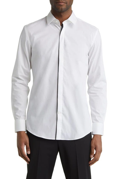 Hugo Boss Slim-fit Shirt In Easy-iron Stretch-cotton Poplin In White