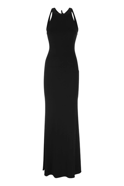 Elisabetta Franchi Red Carpet Jersey Dress With Back Neckline In Black