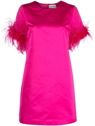 P.a.r.o.s.h Feather-trim Satin Dress In Pink