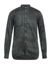 6167 Man Shirt Dark Green Size 16 Cotton In Green
