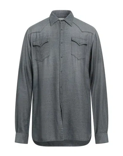 6167 Man Shirt Grey Size 17 ½ Cotton, Modal, Polyester In Gray