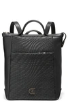 Cole Haan Grand Ambition Small Convertible Leather Backpack In Black/ Woven