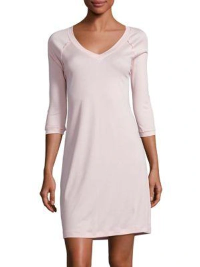 Hanro Pure Essence Three-quarter Sleeve Gown In Rose