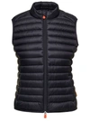 SAVE THE DUCK BLACK SLEEVELESS PUFFER JACKET WITH ZIP IN NYLON WOMAN