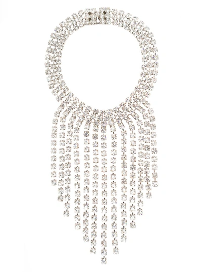 Alessandra Rich Fringed Crystal Necklace In Silver