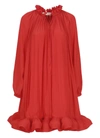 Lanvin Tie-detailed Ruffled Charmeuse Mini Dress In Poppy Red