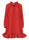 Lanvin Tie-detailed Ruffled Charmeuse Mini Dress In Flame