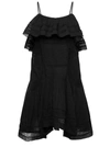 ISABEL MARANT ÉTOILE BLACK TIERED SLEEVELESS MINIDRESS WITH RUFFLES IN COTTON WOMAN