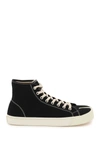 Maison Margiela Black Tabi Mid-top Sneakers In Canvas Woman In Black