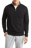 Peter Millar Comfort Interlock Quarter Zip Pullover In Black