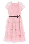 BCBG KIDS' TIERED DOT MESH DRESS