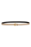 Saint Laurent Ysl Cintura Leather Belt In Dark Beige