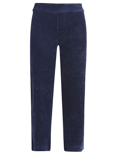 Avenue Montaigne Navy Brigitte Straight Side Slit Pull-on Pant In Blue