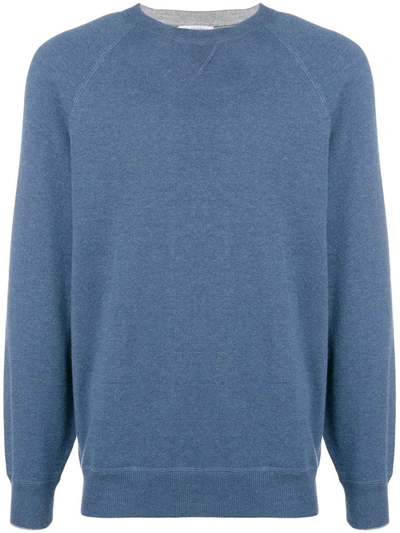 Brunello Cucinelli Cashmere Crewneck Jumper In Blue