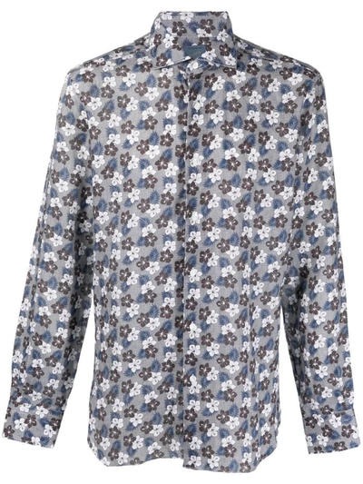 Barba Long-sleeve Linen Shirt In Spotted