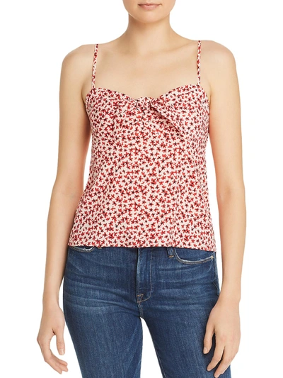 Aqua Womens Floral Print Knot-front Crop Top In Red