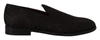 Dolce & Gabbana Black Floral Jacquard Slippers Loafers Shoes In Black