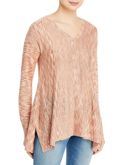 Cupio Womens Space Dye V Neck Pullover Top In Beige