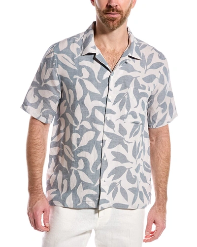 Onia Air Convertible Linen-blend Camp Shirt In Grey