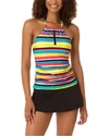 ANNE COLE TAB FRONT HIGH NECK TANKINI