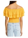 BB DAKOTA BY STEVE MADDEN WOMENS OFF-THE-SHOULDER SMOCKED CROPPED