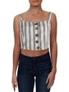 RD STYLE WOMENS STRIPED BUTTON-DOWN CROP TOP