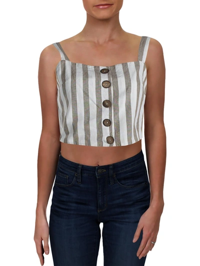 Rd Style Womens Striped Button-down Crop Top In Multi