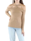 1.STATE WOMENS COLD SHOULDER RIBBED KNIT PULLOVER SWEATER