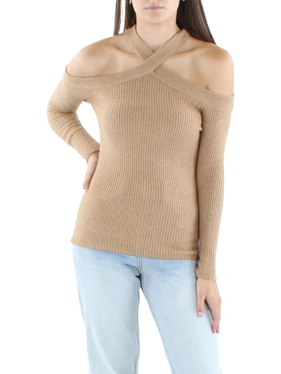 1.state Womens Cold Shoulder Ribbed Knit Pullover Sweater In Multi