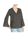 LE GALI JANI WOMENS PRINTED BELL SLEEVES BLOUSE
